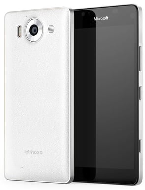Mozo Leather Back Cover Lumia 950 Vit/silver