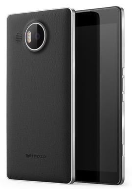 Mozo Leather Back Cover Lumia 950 XL Svart/silver