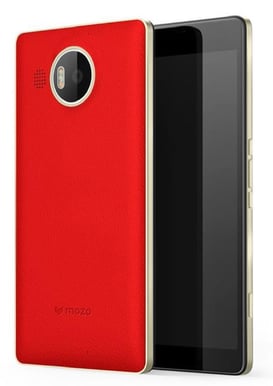 Mozo Leather Back Cover Lumia 950 XL Röd/guld