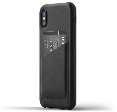 Mujjo Full Leather Wallet Case iPhone X Svart