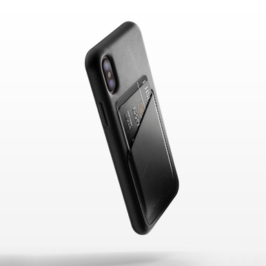 Mujjo Full Leather Wallet Case iPhone X Svart