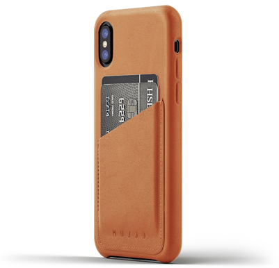 Mujjo Full Leather Wallet Case iPhone X Brun