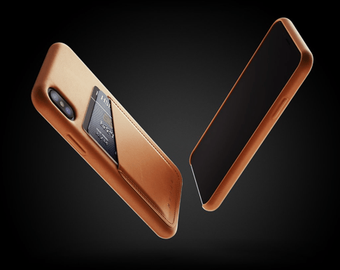 Mujjo Full Leather Wallet Case iPhone X Brun