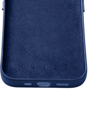 Mujjo Full Leather Wallet Case iPhone 14 Pro Monacoblå