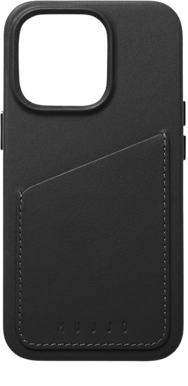 Mujjo Full Leather Wallet Case iPhone 14 Pro Svart