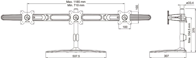 M Desktopmount Triple Arm Medium Svart