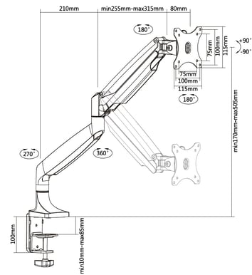 M Deskmount Spring Single Silver