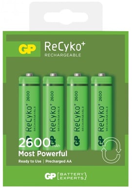 GP ReCyko NiMH AA-batterier 2600 mAh (R6) 4-P