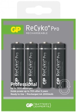 GP ReCyko Pro NiMH AA-batterier 2000 mAh (R6) 4-P