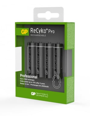 GP ReCyko Pro NiMH AA-batterier 2000 mAh (R6) 4-P