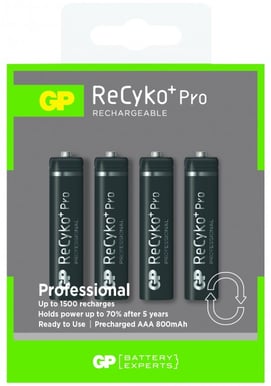 GP ReCyko Pro NiMH AAA-batterier 800 mAh (R03) 4-P