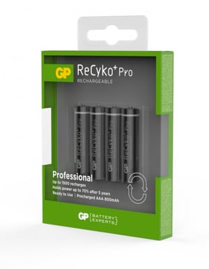 GP ReCyko Pro NiMH AAA-batterier 800 mAh (R03) 4-P