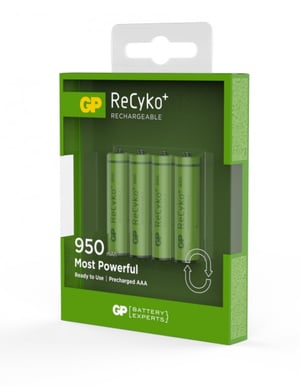 GP ReCyko NiMH AAA-batterier 950 mAh (R03) 4-P