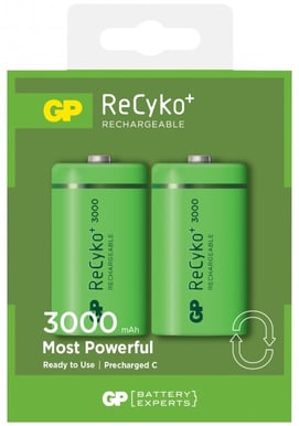 GP ReCyko NiMH C-batterier 3000 mAh (LR14) 2-P