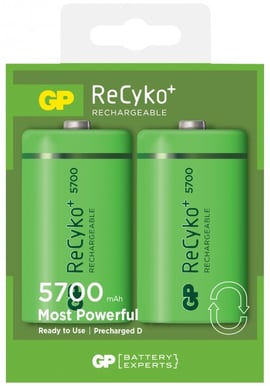 GP ReCyko NiMH D-batterier 5700 mAh (LR20) 2-P