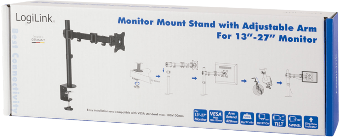 LogiLink Ledad monitorarm 13-27" - singel