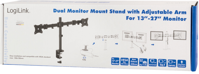LogiLink Ledad monitorarm 13-27" - dubbel