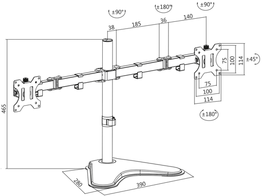 LogiLink Monitorstativ 13-32" dubbel