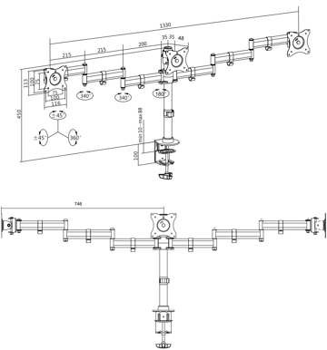 LogiLink Ledad monitorarm 13-27" trippel svart