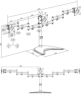 LogiLink Monitorstativ 13-27" trippel