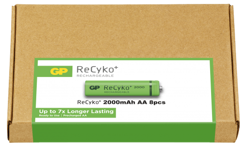 GP ReCyko NiMH AA-batterier 2000 mAh E-BOX 8-P
