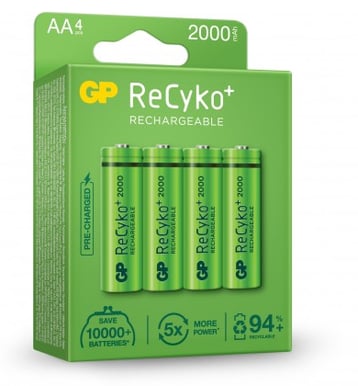 GP ReCyko NiMH AA-batterier 2000 mAh (R6) 4-P