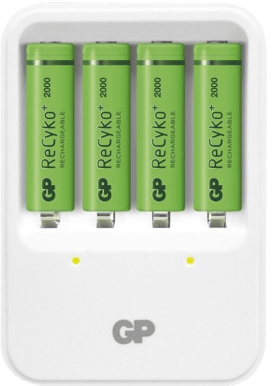 GP ReCyko Batteriladdare 4x 2000 mAh AA på köpet Vit
