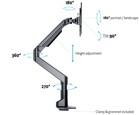 M VESA Gas Lift XL Single Svart HD