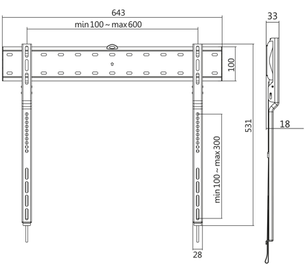 LogiLink Väggfäste TV 43-80" Fast ultraslim 18 mm