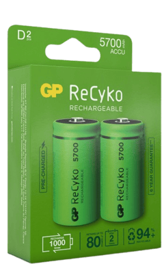 GP ReCyko NiMH D-batterier 5700 mAh (LR20) 2-P