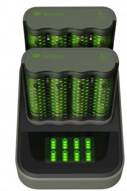 GP ReCyko Laddstation Speed 8x 2600 mAh AA på köpet Grå