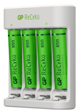 GP ReCyko Batteriladdare 4x 850 mAh AAA på köpet Vit