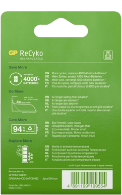 GP ReCyko NiMH AAA-batterier 650 mAh (R6) 2-P