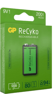 GP ReCyko NiMH 9V-batteri 200 mAh (6L22) 1-P