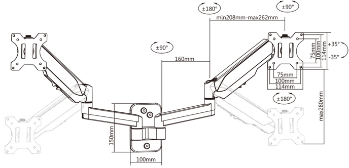 M Monitormount Wall Basic Dual