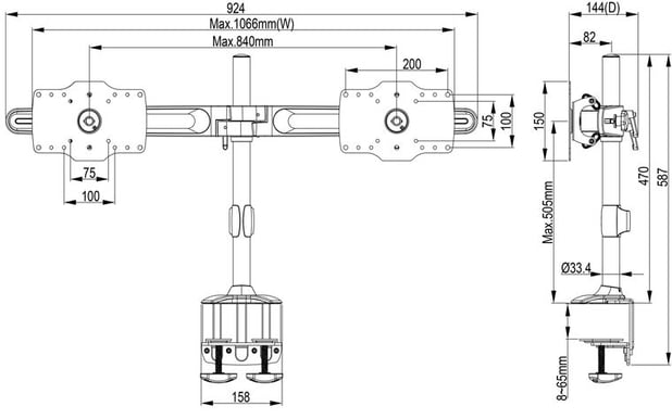 M VESA Deskmount Dual Desk Clamp