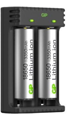 GP 18650 Li-ion Batteriladdare 2-slot inkl. 2x 3350 mAh