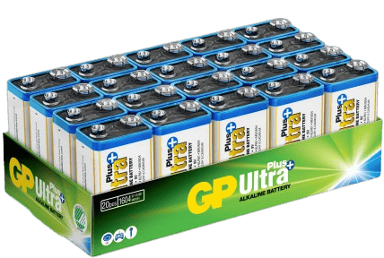 GP Ultra Plus Alkaliska 9V-batterier (6LF22) Box 20-P