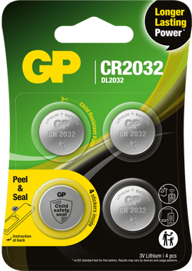 GP Litiumbatteri Knappcell CR2032, 3V, 4-pack