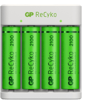 GP ReCyko Starter Kit E411, inkl. 4st AA 2100mAh + 4st AAA 850mAh NiMH-batterier