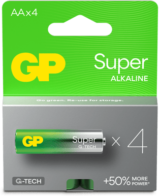 GP Super Alkaline Battery, Size AA, 15A/LR6, 1.5V, 4-pack