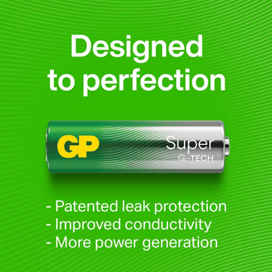 GP Super Alkaline Battery, Size D, 13A/LR20, 1.5V, 2-pack
