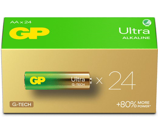 GP Ultra Alkaline Battery, Size AA, 15AU/LR06, 1.5V, 24-pack