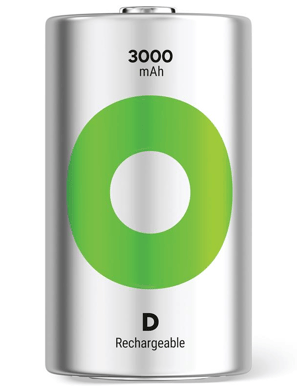 GP ReCyko Rechargeable Battery, Size D, 3000 mAh, 2-pack