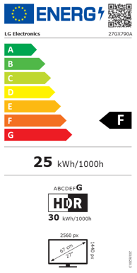 LG 27" UltraGear 27GX790A OLED QHD 480 Hz