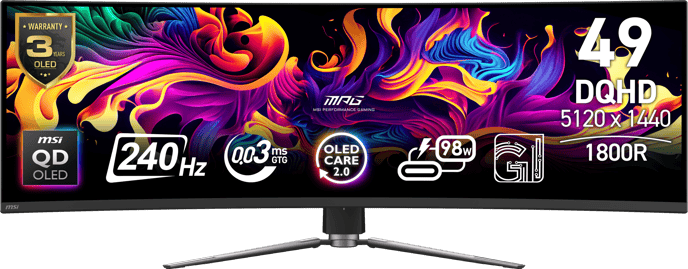 MSI 49" MPG 491CQPX OLED DQHD (1800R) 240 Hz USB-C