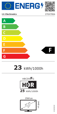 LG 27" UltraGear 27GX700A OLED QHD 280 Hz