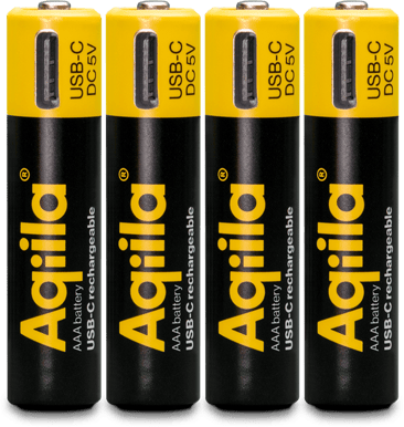 Aqiila USB-C Rechargeable Battery, AAA, 600 mAh, 4-pack