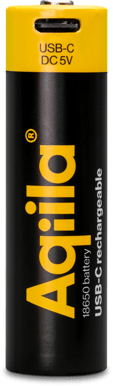 Aqiila USB-C Rechargeable Battery, 18650, 2000 mAh, 1-pack