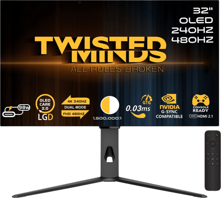 Twisted Minds 32" OLED 4K 240/480 Hz Dual Mode USB-C